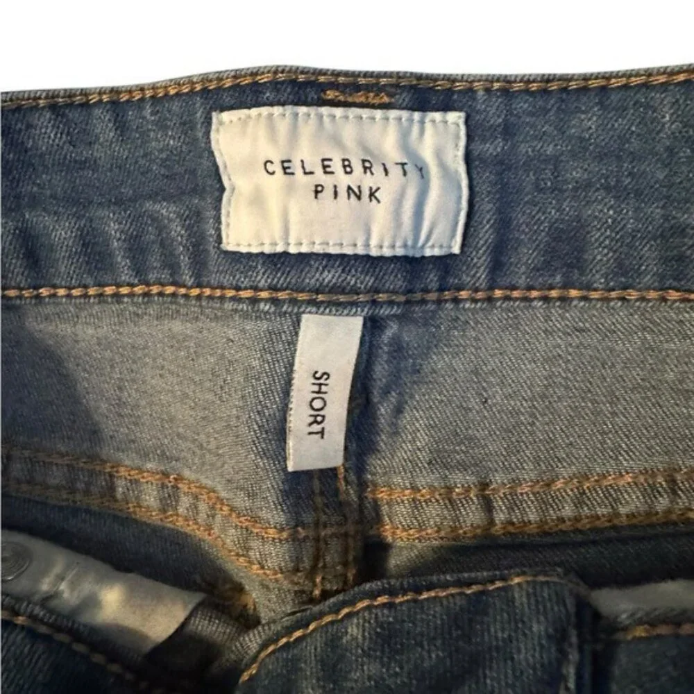 Celebrity Pink Womens Denim Shorts 24 Blue‎ Jean Distressed Y2K Festival